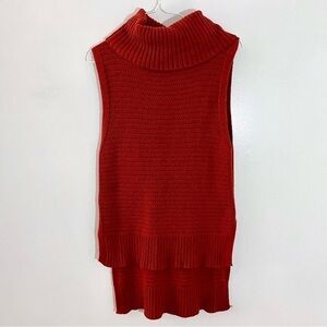 Banana Republic Turtleneck Sweater Women Small orange Tunic High Low Sleeveless